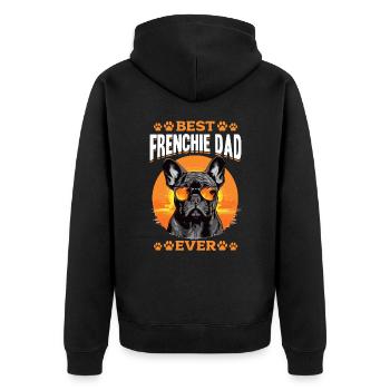 Race de chien bouledogue français Meilleur papa Frenchie de tous les temps - Veste à capuche bio Premium Unisexe - noir - Dos - Nico (187cm)