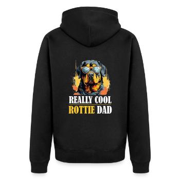 Rottweiler Dog Breed Pet - Really Cool Rottie Dad - Unisex Premium Organic Zip Hoodie - black - Back - Nico (187cm)