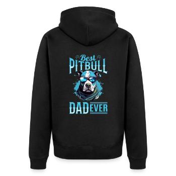 Pitbull Pittie Dog Breed Pet Best Pitbull Dad Ever - Unisex Premium Organic Zip Hoodie - black - Back - Nico (187cm)