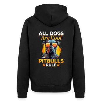 Pittie Dog - All Dogs Are Cool But Pitbulls Rule - Unisex Premium Bio Zip Hoodie - Schwarz - Hinten - Nico (187cm)