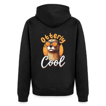Otter Animal Kids & Adult - Otterly Cool - Unisex Premium Bio Zip Hoodie - Schwarz - Hinten - Nico (187cm)