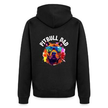 Pitbull Pittie Dog Breed Pet - Pitbull Dad - Unisex Premium Bio Zip Hoodie - Schwarz - Hinten - Nico (187cm)