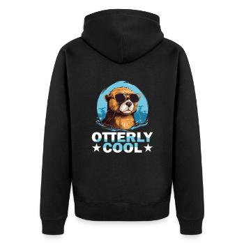 Otter Animal Kids & Adult - Otterly Cool - Unisex Premium Bio Zip Hoodie - Schwarz - Hinten - Nico (187cm)