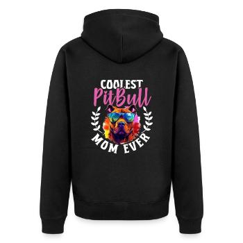 Pittie Dog Breed Pet - Coolest Pitbull Mom Ever - Unisex Premium Bio Zip Hoodie - Schwarz - Hinten - Nico (187cm)