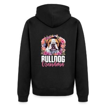 Amateur de bouledogue anglais britannique - Bulldog Grandma - Veste à capuche bio Premium Unisexe - noir - Dos - Nico (187cm)