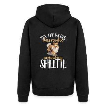 Shetland Chien de berger Sheltie - Veste à capuche bio Premium Unisexe - noir - Dos - Nico (187cm)