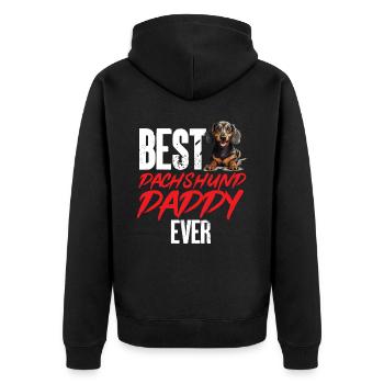 Dachshund wiener sausage dog Best Dachshund Daddy - Unisex Premium Bio Zip Hoodie - Schwarz - Hinten - Nico (187cm)