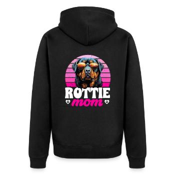 Rottweiler Rottie Dog Breed Pet - Rottie mom - Unisex Premium Bio Zip Hoodie - Schwarz - Hinten - Nico (187cm)