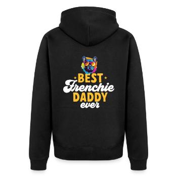 Race de chien bouledogue français Meilleur papa Frenchie de tous les temps - Veste à capuche bio Premium Unisexe - noir - Dos - Nico (187cm)