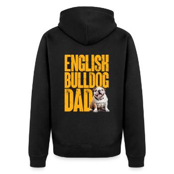 British English Bulldog lover - English Bulldog - Unisex Premium Bio Zip Hoodie - Schwarz - Hinten - Nico (187cm)