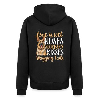 German Shepherd Dog Breed Love is wet noses - Unisex Premium Organic Zip Hoodie - black - Back - Nico (187cm)