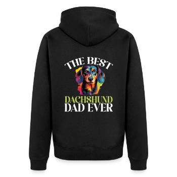 wiener sausage dog The Best Dachshund Dad Ever - Unisex Premium Bio Zip Hoodie - Schwarz - Hinten - Nico (187cm)