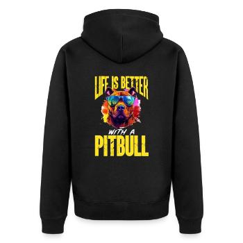 Pitbull Pittie - Life Is Better With A Pitbull - Unisex Premium Organic Zip Hoodie - black - Back - Nico (187cm)