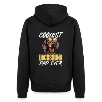 Dachshund wiener sausage dog Coolest Dachshund Dad - Unisex Premium Bio Zip Hoodie - Schwarz - Hinten - Nico (187cm)