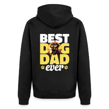 Rottweiler Rottie Dog Breed Pet Best Dog Dad Ever - Unisex Premium Organic Zip Hoodie - black - Back - Nico (187cm)