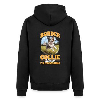 Border Collie Dog - Les baisers de Collie réparent tout - Veste à capuche bio Premium Unisexe - noir - Dos - Nico (187cm)
