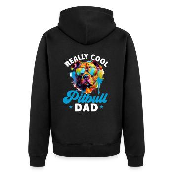Pitbull Pittie - Really Cool Pitbull Dad - Unisex Premium Organic Zip Hoodie - black - Back - Nico (187cm)
