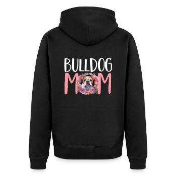 British English Bulldog lover - Bulldog Mom - Unisex Premium Organic Zip Hoodie - black - Back - Nico (187cm)