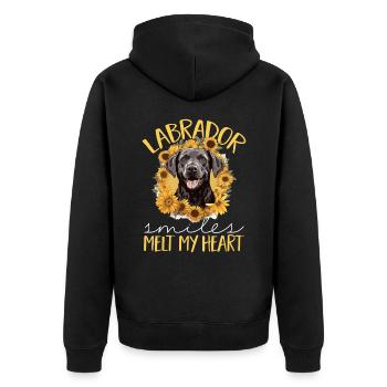 Dog Breed Pet - Labrador smiles melt my heart - Unisex Premium Organic Zip Hoodie - black - Back - Nico (187cm)