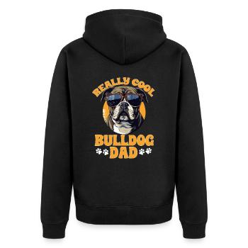 British English Bulldog lover - Cool Bulldog Dad - Veste à capuche bio Premium Unisexe - noir - Dos - Nico (187cm)