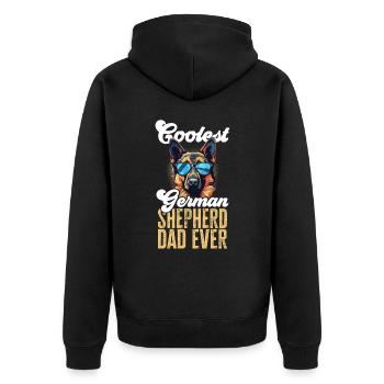 Dog Breed Coolest German Shepherd Dad Ever - Unisex Premium Organic Zip Hoodie - black - Back - Nico (187cm)