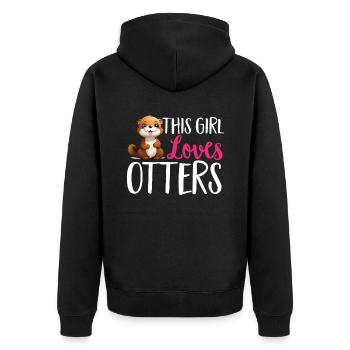 Otter Animal Kids & Adult - This Girl loves Otters - Unisex Premium Organic Zip Hoodie - black - Back - Nico (187cm)