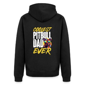 Pitbull Pittie - Coolest Pitbull Dad Ever - Unisex Premium Organic Zip Hoodie - black - Back - Nico (187cm)