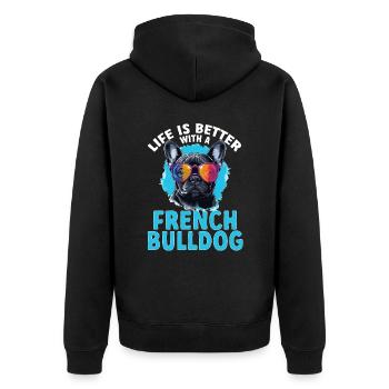La vie est meilleure avec un bouledogue français - Veste à capuche bio Premium Unisexe - noir - Dos - Nico (187cm)