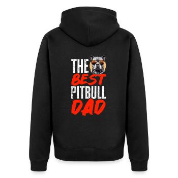 Pitbull Pittie - The Best Pitbull Dad Ever - Unisex Premium Organic Zip Hoodie - black - Back - Nico (187cm)