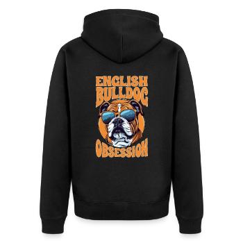 Amoureux du bouledogue anglais britannique - Bulldog Obsession - Veste à capuche bio Premium Unisexe - noir - Dos - Nico (187cm)