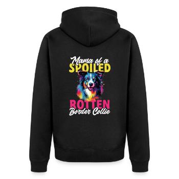 Border Collie Dog - Mama of a Spoiled Rotten - Unisex Premium Organic Zip Hoodie - black - Back - Nico (187cm)