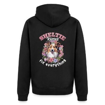 Shetland Berger chien Sheltie bisous fix everythin - Veste à capuche bio Premium Unisexe - noir - Dos - Nico (187cm)
