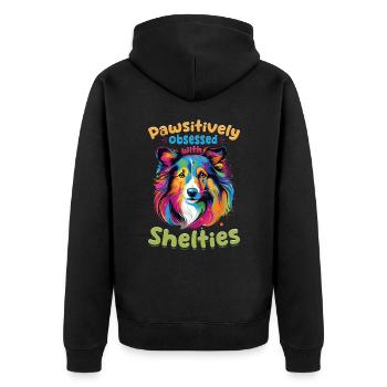 Chien de berger Shetland Chien Sheltie - Pawsitively - Veste à capuche bio Premium Unisexe - noir - Dos - Nico (187cm)