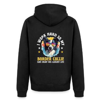 Chien Border Collie Je travaille dur pour que mon Border Collie - Veste à capuche bio Premium Unisexe - noir - Dos - Nico (187cm)