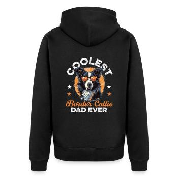 Border Collie Dog - Coolest Border Collie Dad ever - Unisex Premium Organic Zip Hoodie - black - Back - Nico (187cm)