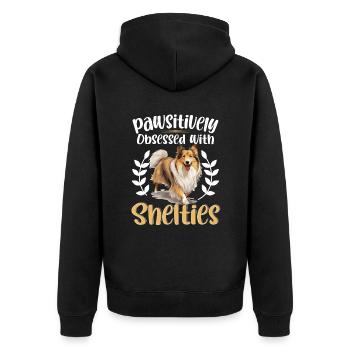 Chien de berger Shetland Chien Sheltie - Pawsitively - Veste à capuche bio Premium Unisexe - noir - Dos - Nico (187cm)