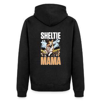 Shetland Sheepdog Dog Sheltie - Sheltie Mama - Unisex Premium Organic Zip Hoodie - black - Back - Nico (187cm)