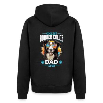 Border Collie Dog - Coolest Border Collie Dad ever - Unisex Premium Organic Zip Hoodie - black - Back - Nico (187cm)