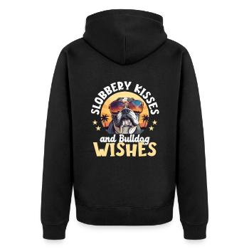 Bouledogue anglais britannique - baisers baveux - Veste à capuche bio Premium Unisexe - noir - Dos - Nico (187cm)