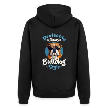 Anglais britannique Bulldog amant Paws Bulldog Style - Veste à capuche bio Premium Unisexe - noir - Dos - Nico (187cm)