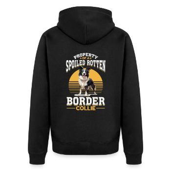 Border Collie Dog Property of a spoiled rotten - Unisex Premium Organic Zip Hoodie - black - Back - Nico (187cm)