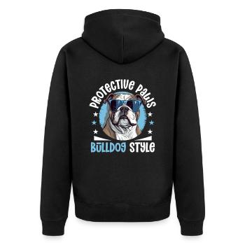 Anglais britannique Bulldog amant Paws Bulldog Style - Veste à capuche bio Premium Unisexe - noir - Dos - Nico (187cm)