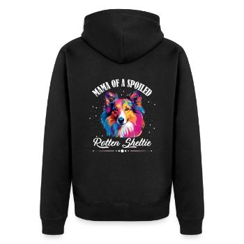 Chien de berger Shetland - Maman d’un chien gâté - Veste à capuche bio Premium Unisexe - noir - Dos - Nico (187cm)