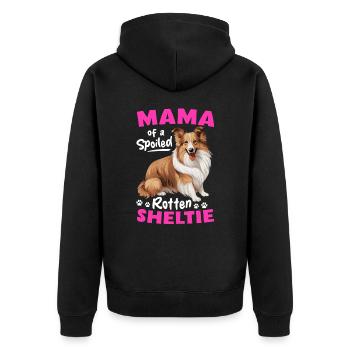 Shetland Sheepdog Dog - Mama of a Spoiled Rotten - Unisex Premium Organic Zip Hoodie - black - Back - Nico (187cm)