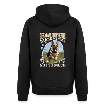 German Shepherd Dog Breed Pet make me happy - Unisex Premium Organic Zip Hoodie - black - Back - Nico (187cm)