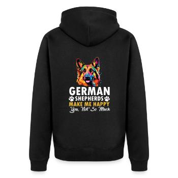 German Shepherd Dog Breed Pet German Shepherds - Unisex Premium Bio Zip Hoodie - Schwarz - Hinten - Nico (187cm)