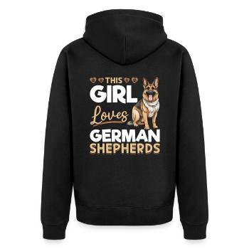 Dog Breed Pet This Girl loves German Shepherds - Unisex Premium Bio Zip Hoodie - Schwarz - Hinten - Nico (187cm)