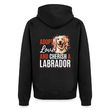 Labrador Retriever Dog Breed Pet - Adopt love - Unisex Premium Organic Zip Hoodie - black - Back - Nico (187cm)