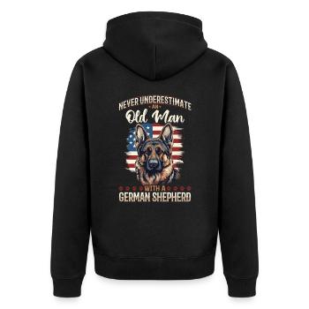 Chien de berger allemand de race animal de compagnie Ne sous-estimez jamais - Veste à capuche bio Premium Unisexe - noir - Dos - Nico (187cm)