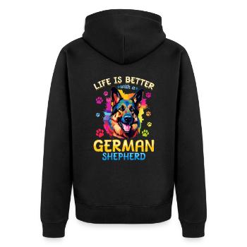 La vie d’un chien de compagnie est meilleure avec un berger allemand - Veste à capuche bio Premium Unisexe - noir - Dos - Nico (187cm)